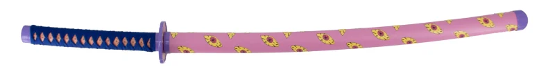 Katana S0259 de Demon Slayer Katana Kokushibou empuñada por Tsugikumi Michikatsu réplica no oficial de 101 cm hoja de acero decorada con rosa y ojos amarillos, mango con encordado lila, vaina rosa con ojos amarillos y detalles en lila. Ref. S0259 - Imagen 3