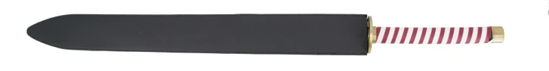 Katana S0278N de Demon Slayer empuñada por Obanai Iguro réplica no oficial de  cm hoja de acero acabada en negro desgastado con corte en rojo, mango con encordado en granate y blanco de polipiel, tsuba con dos serpientes, vaina negra en polipiel. Ref. S0278N - Imagen 2