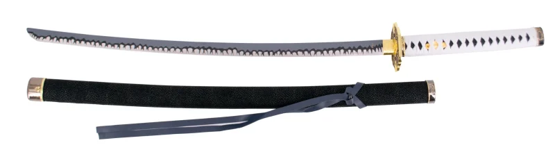 Katana S0314 de Vergil Yamato de Devil May Cry 5, réplica no oficial de 101 cm hoja de acero con imprimación en la hoja, vaina de madera forrada con piel negra, mango encordado blanco. Con soporte. Ref. S0314 - Imagen 4