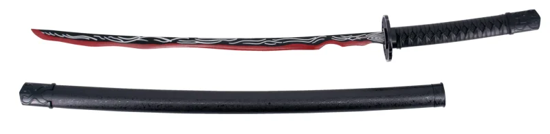 Katana S2028 Katana River's Blood de Elden Ring, réplica no oficial, de 103,5 cm hoja de acero acabada en negro con detalles rojos y blancos, con vaina negra y mango encordado de polipiel negra. Ref. S2028 - Imagen 3