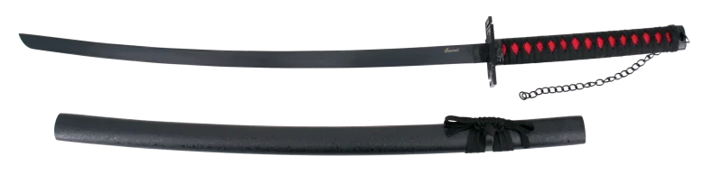 Katana S5013 Tensa Zagetsu Ichigo Kurosaki de Bleach réplica no oficial de 102 cm hoja de acero negra, vaina negra, mango encordado negro. Ref. S5013 - Imagen 3