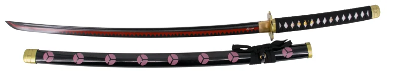 Katana Funcional S5015H Shusui de Zoro de One Piece réplica no oficial de 105 cm hoja de acero al carbono AISI 1045 acabada en negro con dentado en rojo, mango con encordado negro e imitación de piel de raya blanca, con soporte. Ref. S5015H - Imagen 3