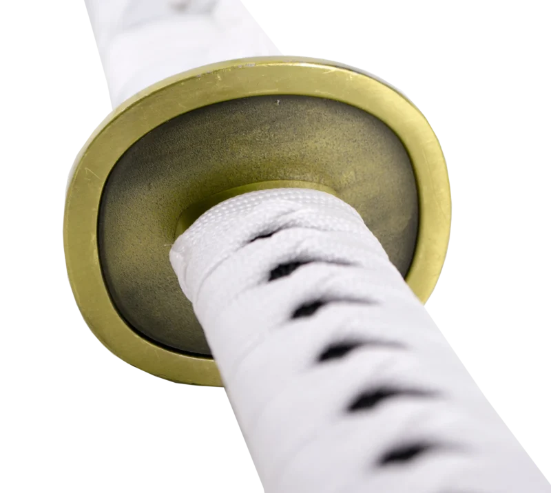 Katana S5021 Shusui Wado Ichimonji de Zoro de One Piece réplica no oficial de 103 cm hoja de acero acabado negro con el corte en satinado, mango con encordado blanco, con soporte. Ref. S5021