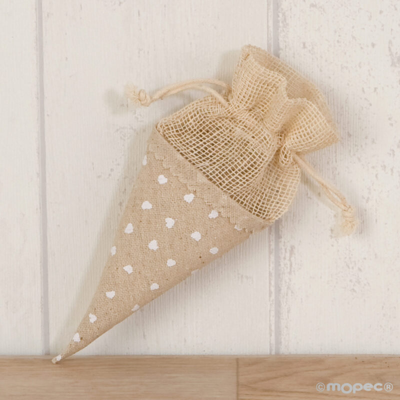 Cono-bolsa con corazones 15cm, min.12 - Imagen 2
