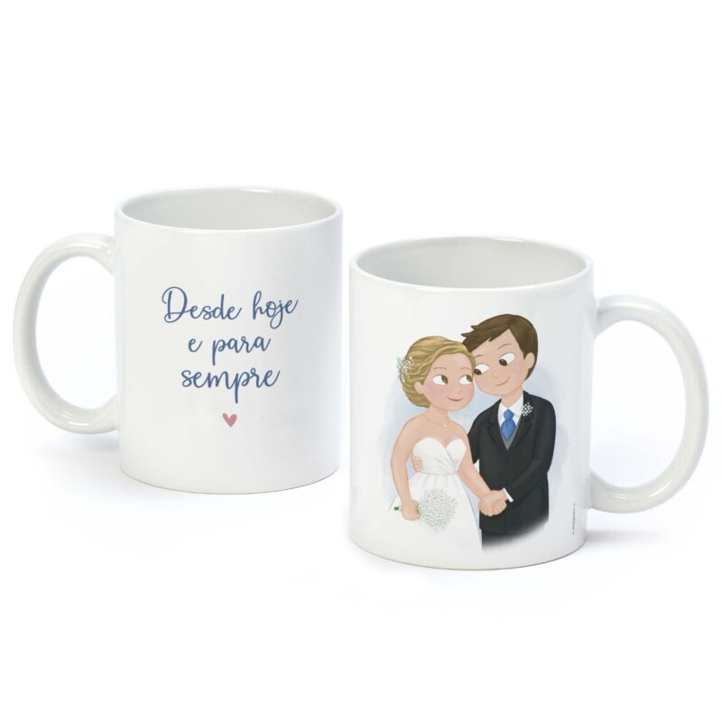 Taza novios "Desde hoje e para sempre" en caja regalo