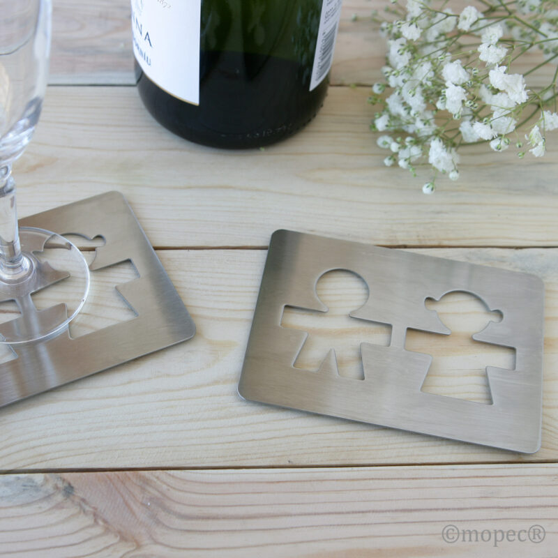 Posavasos silueta chico y chica 11x8cm - Imagen 2