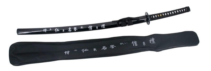 Katana 10037N de 102 cm, vaina negra con inscripción, hoja de acero, mango con encordado negro, con funda de nylon. Ref. 10037N - Imagen 2