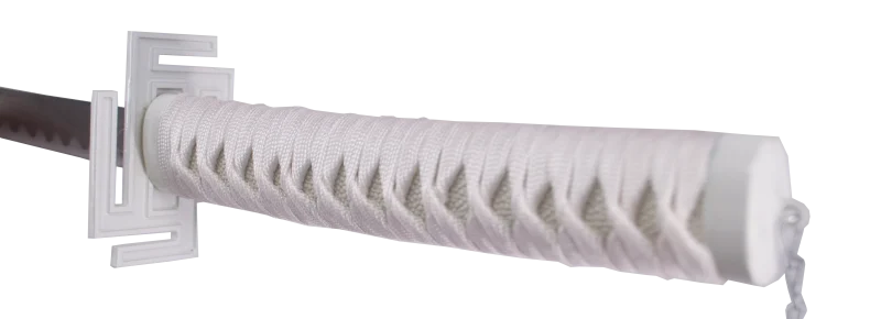 Katana 13473 Tensa Zagetsu Hollow de Bleach réplica no oficial de 116 cm hoja de acero, vaina blanca, mango encordado blanco. Ref. 13473