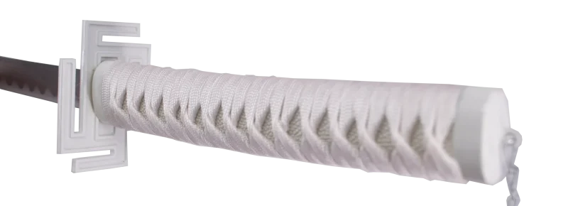 Katana 13473 Tensa Zagetsu Hollow de Bleach réplica no oficial de 116 cm hoja de acero, vaina blanca, mango encordado blanco. Ref. 13473