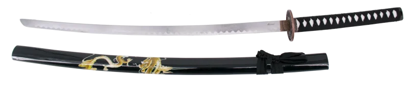 Katana 15343N de 102 cm hoja de acero, con vaina negra con decoración de dragón, mango con encordado negro, con soporte. Ref. 15343N - Imagen 3