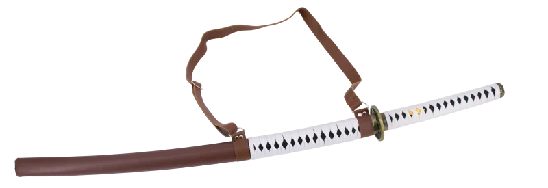 Katana 15963 de Michonne de Walking Dead réplica no oficial de 103 cm hoja de acero, vaina de curpiel marrón con encordado blanco y cinta para colgar en la espalda, mango encordado blanco. Ref. 15963 - Imagen 2