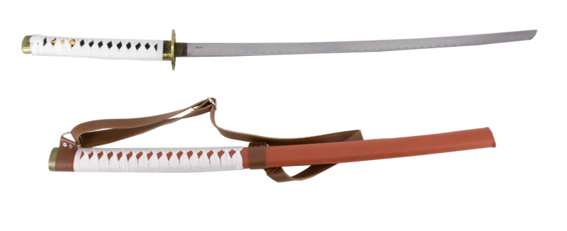 Katana 15963 de Michonne de Walking Dead réplica no oficial de 103 cm hoja de acero, vaina de curpiel marrón con encordado blanco y cinta para colgar en la espalda, mango encordado blanco. Ref. 15963 - Imagen 3