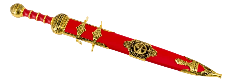 Espada S0242BK Modelo de espada romana Spatha de caballería, con acabados en níquel en el pomo la guarda y la empuñadura. Con un tamaño total 80 cm, hoja de acero con patrón imitación de damasco. Continene funda negra forrada en polipiel marrón con detalles de en níquel. Ref. S0242BK - Imagen 2