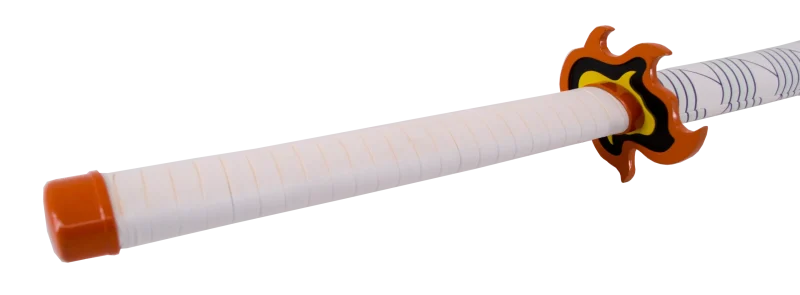Katana S0245 de Demon Slayer empuñada por Rengoku Kyoujurou réplica no oficial de 101 cm hoja de acero, mango con encordado de polipiel blanca. Ref. S0245