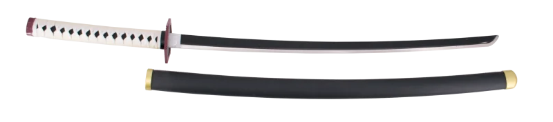 Katana S0247 de Demon Slayer empuñada por Tomioka Giyuu réplica no oficial de 101 cm hoja de acero, mango con encordado blanco con piel de imitación de raya color negro. Ref. S0247 - Imagen 2
