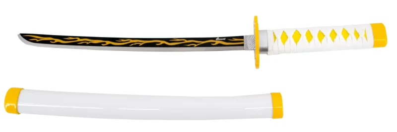 Katana S0281 de Demon Slayer empuñada por Agatsuma Zenitsu réplica no oficial de 40 cm hoja de acero, mango con encordado blanco e imitación de piel de raya en color naranja. Ref. S0281 - Imagen 3