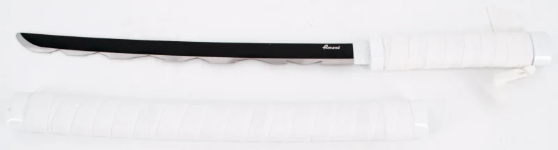Katana S0292 de Demon Slayer Katana empuñada por Inosuke Hashibira réplica no oficial de 40 cm hoja de acero, la hoja está dentada, mango con encordado blanco, vaina con encordado blanco. Ref. S0292 - Imagen 3