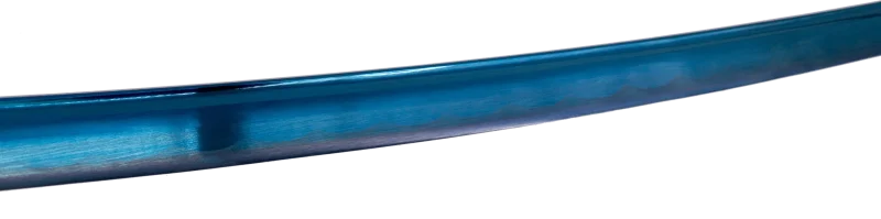Katana Funcional S2252BL de 104 cm hoja de acero de AISI 1045 con filo acabado en azul, con vaina color azul y encordado azul, mango con encordado azul de curpiel, con soporte y caja de madera forrada de tejido decorativo de presentación. Ref. S2252RD - Imagen 2