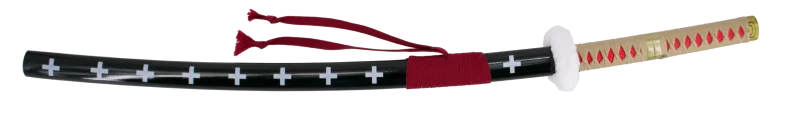 Katana S5017 de Trafalgar Law de One Piece réplica no oficial de 100 cm hoja de acero negra con corte en satinado, mango con encordado marrón claro y Tsuba forrada con terciopelo, con soporte. Ref. S5017 - Imagen 2