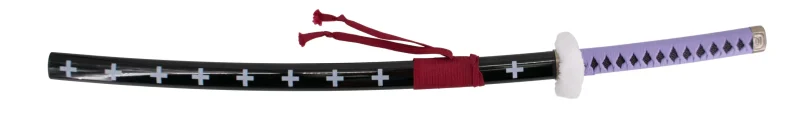 Katana S5029 de Trafalgar Law de One Piece réplica no oficial de 104 cm hoja de bambú negra con corte en satinado, mango con encordado morado y Tsuba forrada con terciopelo. Ref. S5029 - Imagen 3