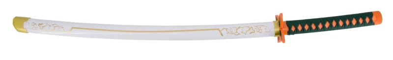 Katana S5031 de Demon Slayer empuñada por Kochou Shinobu réplica no oficial de 105 cm hoja de bambú, mango con encordado negro con vaina blanca con grabados. Ref. S5031 - Imagen 3