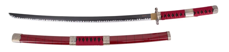 Katana S5035 Sandai Kitetsu de Zoro de One Piece réplica no oficial de 104 cm hoja de bambú negra con dentado satinado, mango con encordado burdeos. Ref. S5035 - Imagen 2