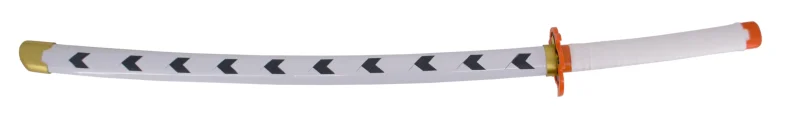Katana S5037 de Demon Slayer empuñada por Rengoku Kyoujurou réplica no oficial de 105 cm hoja de bambú, mango con encordado de polipiel blanca y vaina blanca con detalles. Ref. S5037 - Imagen 2