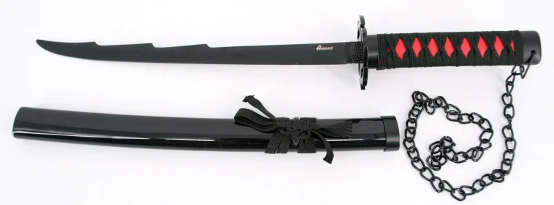 Katana S5051 Tensa Zagetsu Ichigo Kurosaki de Bleach réplica no oficial de 45 cm hoja de acero negra, vaina negra, mango encordado negro. Ref. S5051 - Imagen 2