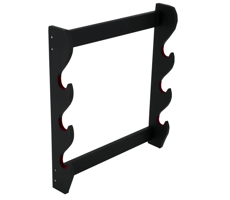 Soporte para pared S5067 para tres Katanas hecho en madera negra y con tercipoleo rojo en la zona de apoyo de las katanas de 40x44cm Ref. S5067 - Imagen 2