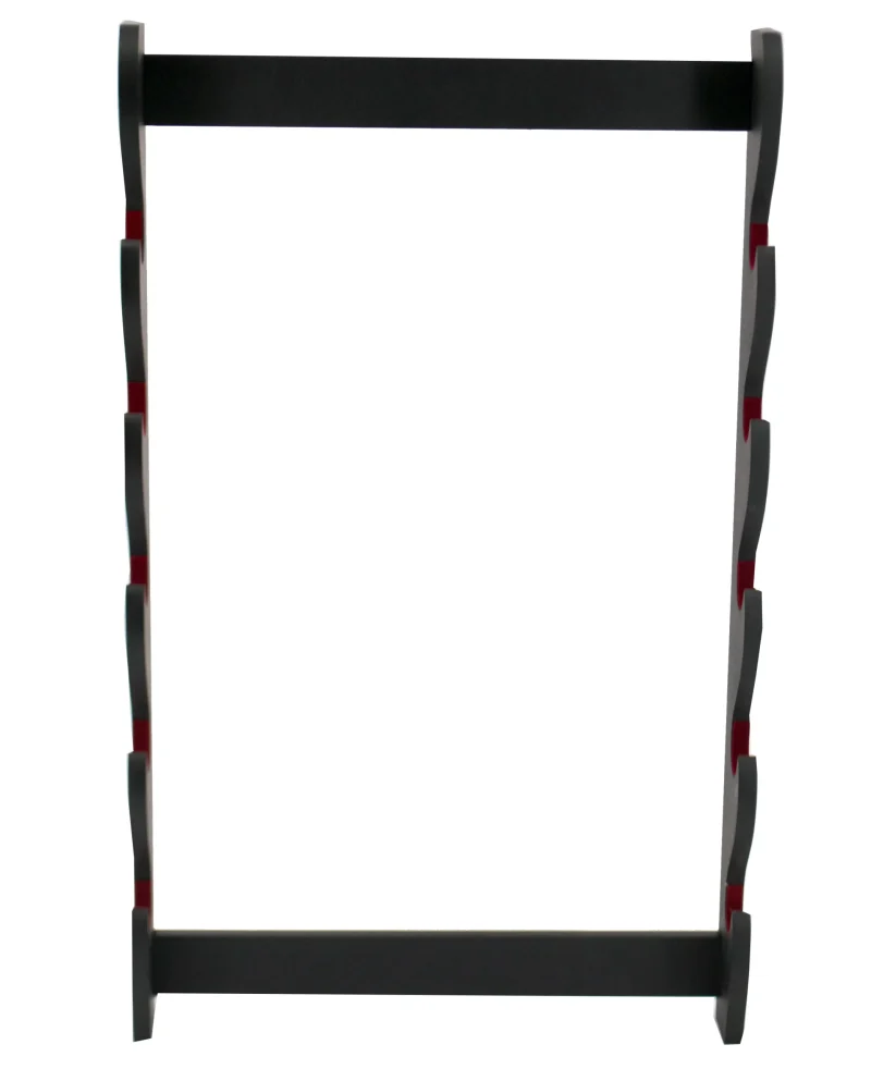 Soporte para pared S5068 para cinco Katanas hecho en madera negra y con tercipoleo rojo en la zona de apoyo de las katanas de 40.5x66.5cm Ref. S5068 - Imagen 2