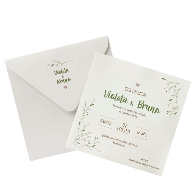 Invitación de boda ¡Nos Casamos! con sobre 16x16cm, min25 - Imagen 2